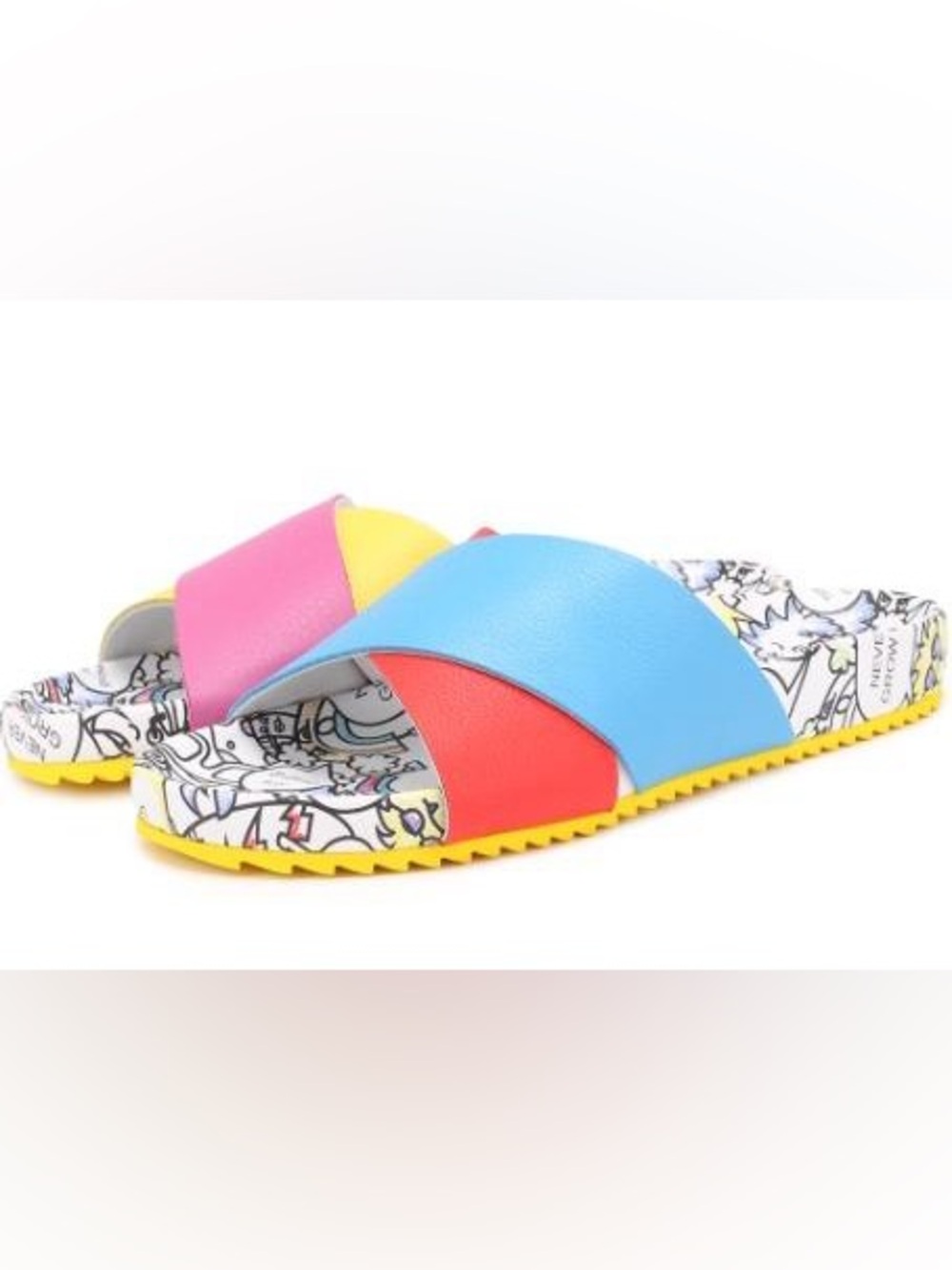 Mira Mikati Rainbow Monster Slides Sz Us 8 EU 39 colorful